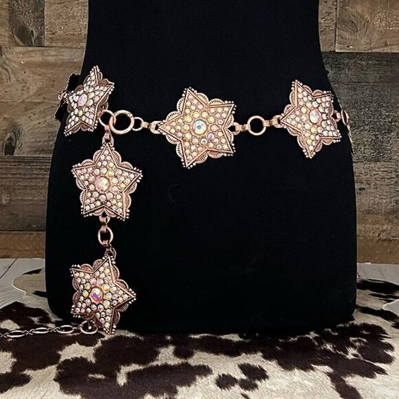 Concho Star Bling Link Belt w/Coppertone Metal Finish - New w/Tags